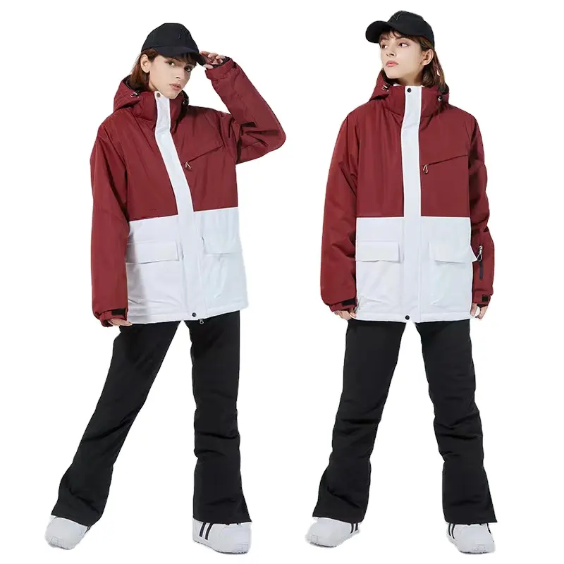 Ensembles de costume de neige d'hiver pour femmes vêtements de snowboard Costume de Ski 10k imperméable coupe-vent manteau de glace vestes et pantalons à bretelles