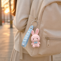 Porte-clés Lapin Porte-bonheur en Silicone Portable, Accessoire de Sac Dessin Animé, Cadeau de Remise de Diplôme ou d'Anniversaire pour Elle