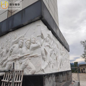 Escultura en relieve de piedra JIAHUA, mármol blanco, Ejército Rojo, Guerra de Resistencia, arte mural de diseño personalizado, estilo chino - Product Image 2