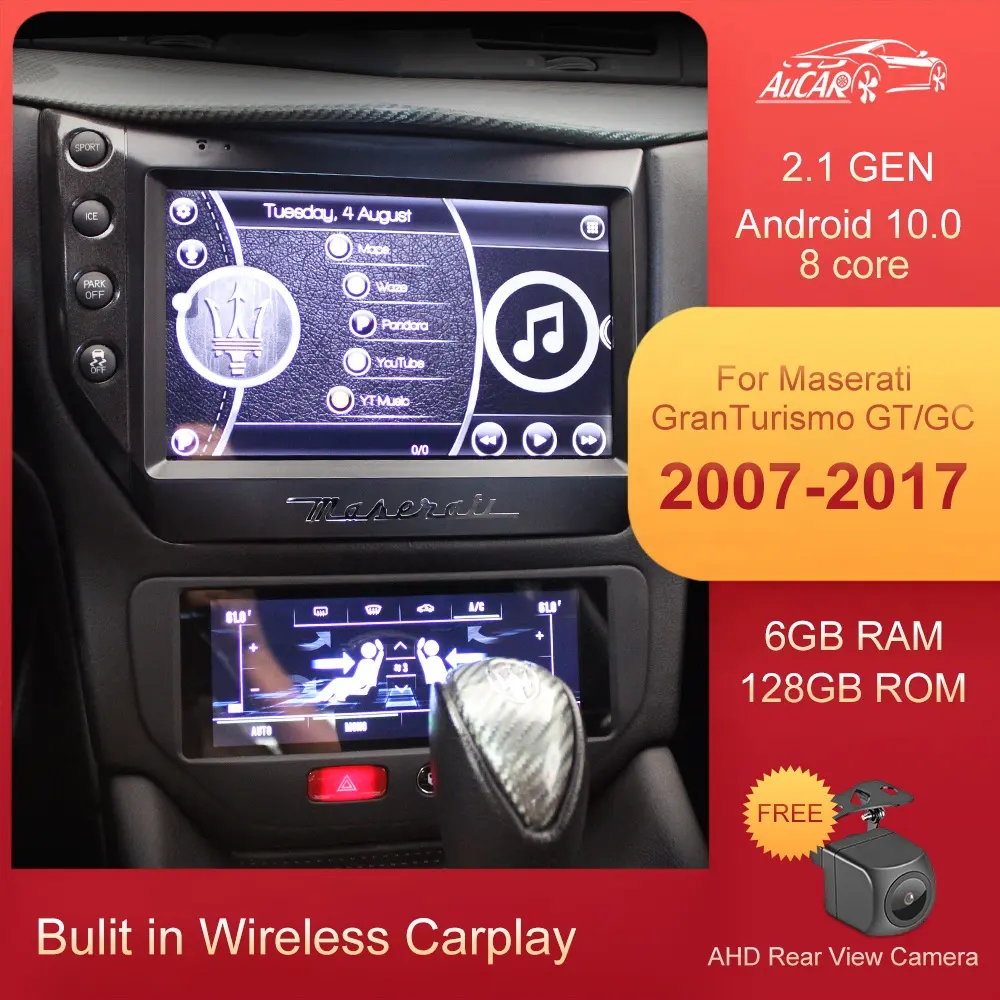 AuCAR 9 "Android 10.0 Gen 2.1マルチメディアプレーヤーカーDVDプレーヤーGPSナビゲーションカーラジオforMaserati GT/GC GranTurismo 2007-2017