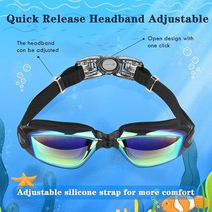 Lunettes de <span class=keywords><strong>natation</strong></span> HD personnalisées avec logo, anti-buée, protection UV, pour adultes, hommes et femmes, compétitions, silicone - Product Image 4