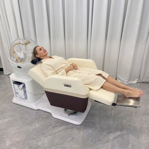 Lit de spa capillaire de luxe en cuir PU, table de lavage et de massage des cheveux pour thérapie du cuir chevelu, usage en salon - Product Image 1
