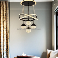 Usine De Luxe Lustre En Cristal 85-265V 80W Tri-Color Dimmable À Distance Lustre Pendentif Luminaire pour Salle À Manger 2025
