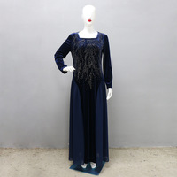 Xqy500222 Dubai arabe musulman velours mousseline de soie couture strass robe de soirée Jalabia robe pour femmes