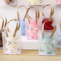 Serviette en peluche ours doux velours corail main et visage gant de toilette ensemble cadeau de mariage à la mode