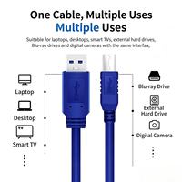 Kabel Printer Port Persegi Konduktor Tembaga Transmisi Data Kecepatan Tinggi USB 3.0 USB-A ke USB-B