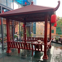 Structure de jardin hexagonale à quatre coins en alliage d'aluminium, écologique, thermolaquée, de style chinois, pour villa de loisirs extérieure