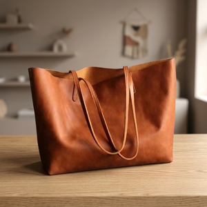 Bolso de Mano Casual de Cuero Genuino Impermeable y Plegable de Estilo Simple para Mujer, Marca BS International, con Dos Correas, Duradero, para Uso Universitario - Product Image 5