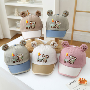 26 Nuevas Gorras de Béisbol Infantiles de Lona de 6 Paneles con Bordado de Oso de Dibujos Animados Coreanos para Primavera y Otoño, Gorra de Bebé con Estampado por Sublimación - Product Image 2