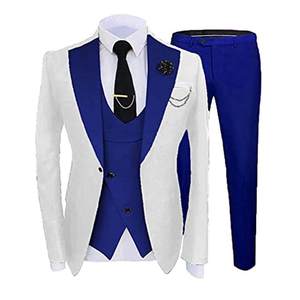 <span class=keywords><strong>Costume</strong></span> Homme Deux Couleurs 3 Pièces Sur Mesure pour Garçon d'Honneur et <span class=keywords><strong>Marié</strong></span>, Smoking de Mariage Coupe Slim avec <span class=keywords><strong>Gilet</strong></span> et Pantalon Jacquard - Product Image 1