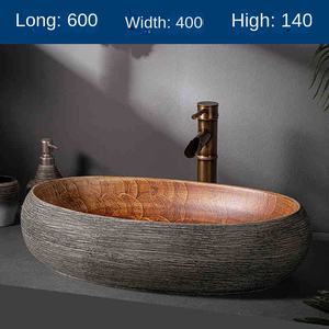 Lavabo de table ovale domestique en céramique Jingdezhen vintage moderne <span class=keywords><strong>avec</strong></span> égouttoir pour application dans la salle de bain - Product Image 6