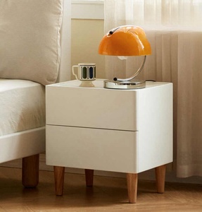 Todo el gabinete del cajón de la cama de aire de la crema blanca sólida Mesitas de Noche del casillero de doble dibujo Mesita de noche para el dormitorio - Product Image 5