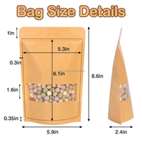 Sachet en papier kraft personnalisé avec fenêtre, refermable, pour emballage alimentaire, sac en papier brun autoportant pour grains de café, noix, bonbons, snacks