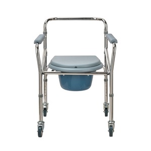 Wheeled <b>Commode</b> Chair Electroplated Steel Frame <b>Portable</b> Toilet Seat For Seniors And Pregnant Women Home Use Durable Design - Product Image 2