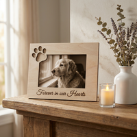 Cadre photo vertical personnalisé écologique pour animaux de compagnie, en contreplaqué 3D découpé, impression, à suspendre, souvenir éternel pour nous