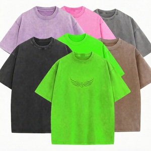 Camiseta de Algodón de Manga Corta Oversize con Logotipo de Ala en Relieve en la Parte Delantera, Color Sólido, Cuello Redondo, Estilo Casual para Hombre - Product Image 3