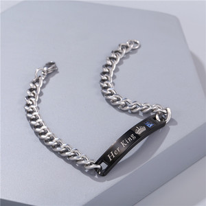 Bracelet de <span class=keywords><strong>couple</strong></span> en acier inoxydable plaqué or avec strass en cristal exquis, pour elle et pour lui, <span class=keywords><strong>cadeau</strong></span> de la Saint-Valentin - Product Image 3