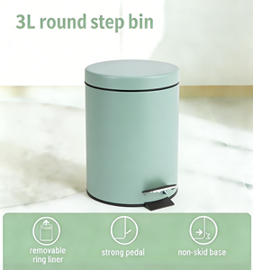 Poubelle de salle de bain à pédale en métal avec couvercle à fermeture douce, seau intérieur amovible, capacité de 0,8 gallon/3 L, design rond et compact - Product Image 5