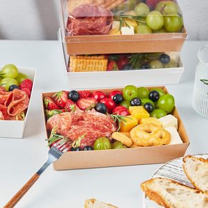 Trung Quốc Nhà máy trực tiếp in logo tùy chỉnh dùng một lần Kraft Giấy Bánh hộp để đi hộp bánh sandwich với nắp rõ ràng - Product Image 5