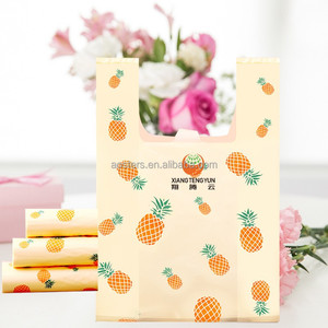 Kekuatan besar tas mudah terurai 100% tas rompi kaus belanja plastik murah untuk belanja dengan logo - Product Image 5