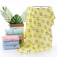 Couverture d'emmaillotage en gaze six couches imprimée en coton de bambou, motif pingouin fin, pour bébé, couverture climatisée pour nouveau-né