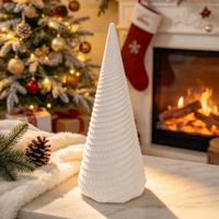 Figurine d'arbre de Noël en céramique imprimée en 3D, feuilles superposées, pétales blancs mats, décoration de table pour les fêtes, simplicité moderne, TaiRuiEr