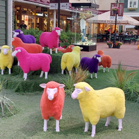 Décoration de bâtiment public, peinture blanche, statues de moutons en fibre de verre grandeur nature, animaux de dessin animé personnalisés, légères, artistiques, sur mesure
