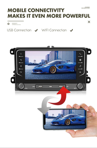 Đầu DVD ô tô 2DIN 7 inch tích hợp Carplay, Android Auto, GPS, Bluetooth, USB, RDS, FM, DVR với màn hình cảm ứng điện dung dành cho xe VW - Product Image 4