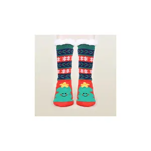 מפעל הסיטונאי גרביים נשים חורף חג המולד מעובה בסתיו ארוך וחורף חמוד לא להחליק הביתה גרביים חג המולד גרביים