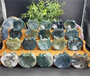 Vente en gros de pierres de guérison en cristal naturel de haute qualité, bol à chat en agate mousse mignon pour la décoration de la maison et les cadeaux de Feng Shui - Product Image 2