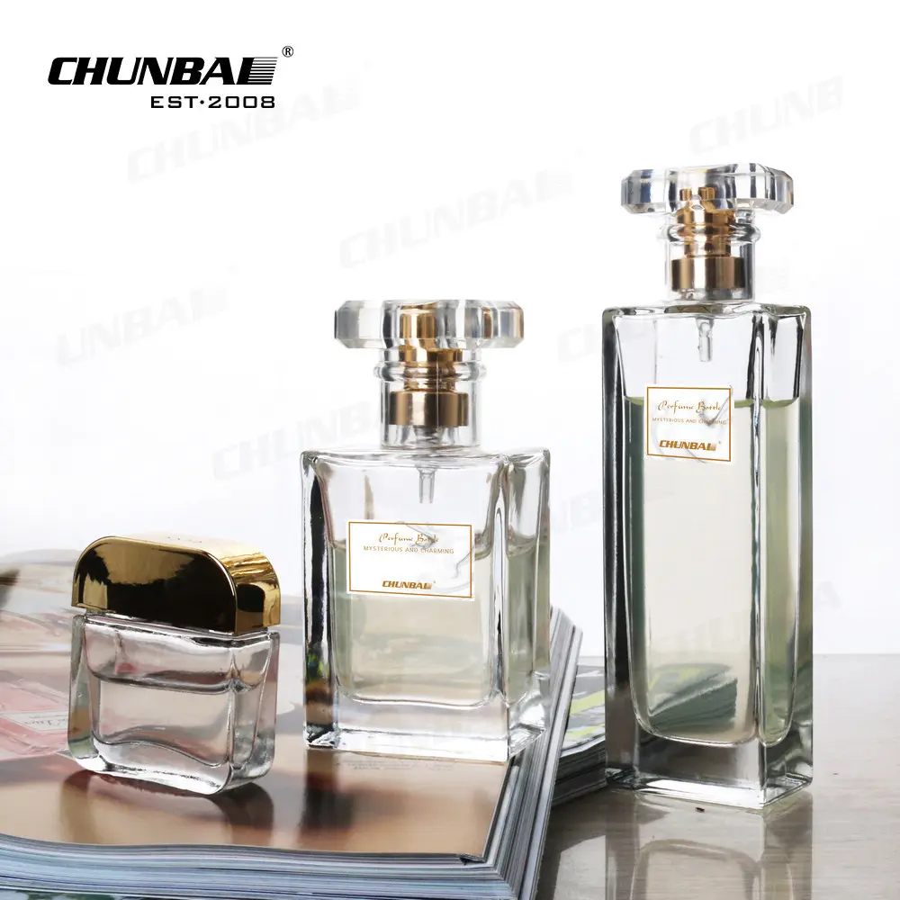 15ml 30ml 60ml clear frosted flat square empty glass bottle new design perfumes bottle with packaging