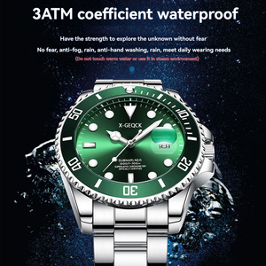 X-GEQCK Montre <span class=keywords><strong>Homme</strong></span> de Style Classique Tendance en Acier Inoxydable, Montre-Bracelet de Luxe de Grande Marque, Idée Cadeau - Product Image 3