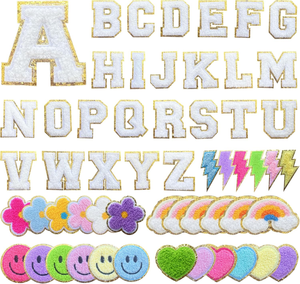 Cá nhân DIY thêu Nụ cười Mặt Chenille vải các bản vá lỗi Sticker Sequins tự dính hình chữ nhật thêm phong cách quần áo - Product Image 1