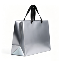 Sacs de courses en papier métallisé recyclé écologique et durable avec poignées en ruban/corde de coton