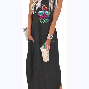 Versatile <b>Elastic</b> Waist Boho Summer Print Washed A-line Slim-fit Sleeveless Mini <b>Dress</b> - Product Image 4