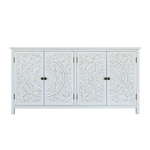 <b>White</b> Accent <b>Cabinet</b> 60 In 4 Doors Rustic Wood Sideboard <b>Storage</b> Buffet <b>Cabinet</b> For Home - Product Image 5