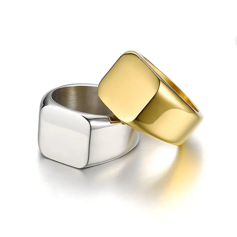 Grosir cincin Pria Stainless Steel Amerika Eropa cincin Signet kreatif perhiasan pola Logo nama kustom