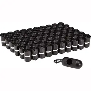 Hundekot beutel mit Spender und Leinen clip, geruchs neutral, 15 Stück (20er Pack), insgesamt 300 Count Black Waste Bags