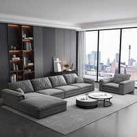 Ensemble de canapés modulaires carrés modernes de luxe, fauteuil, coussins doux, siège profond, canapé d'angle extra large pour salon de villa