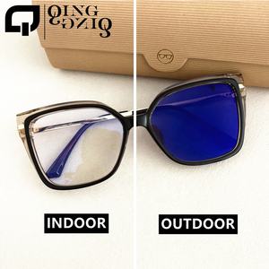 Lunettes photochromiques pour femmes, monture 2026, verres transitionnels <span class=keywords><strong>anti</strong></span>-lumière bleue, TR90, métal, charnière à ressort surdimensionnée, qingqing - Product Image 3