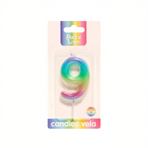 Party Love Number 9 <b>Candle</b> 6cm Rainbow Color Birthday <b>Candles</b> - Product Image 2