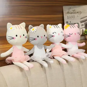 Peluches kawaii प्यारा चीर गुड़िया बैले बिल्ली का बच्चा मोबाइल फोनों के बच्चों उपहार भरवां पशु बिल्ली आलीशान खिलौना