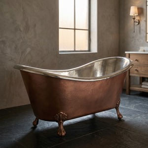 Freestanding Luxury Copper Claw Foot <b>Bathtub</b> Oval Soaking Tub Hammered Finish Bathroom Spa Bath Indian Home Crafts Adults - Product Image 1
