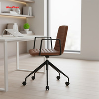 Chaise de bureau pivotante moderne en cuir PU, réglable en hauteur, avec vérin à gaz de classe 3 et base métallique à 5 étoiles – Chaise de conférence et de loisirs confortable