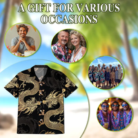 Chemise Hawaïenne Personnalisée Luxe Motif Dragon Noir et Or OEM POD Chemise de Plage Personnalisée pour Homme