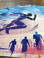 Camiseta Deportiva Transpirable de Malla Ecológica con Elasticidad en 4 Direcciones para Maratón, Estampado Completo, Secado Rápido, Personalizada, de Poliéster, Manga Corta
