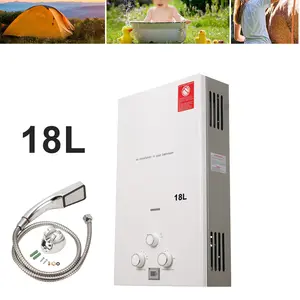 Lpg Draagbare Hoge Energie Efficiënte Slimme Draagbare Gas Geiser Instant Douche Camping Boiler Roestvrij Staal 18l Wit 1Set