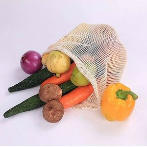 Sac de courses en coton biologique réutilisable personnalisé avec cordon de serrage pour l'emballage des fruits, écologique, durable, petit (20-30 cm) - Product Image 3