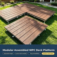 Système de terrasse modulaire en WPC AluDeck, hauteur réglable, antidérapant, résistant aux intempéries, pour cour et usage commercial