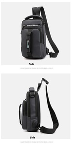 Multifuncional Nylon peito saco dos homens com impermeável USB carregamento interface elegante ombro mochila - Product Image 6